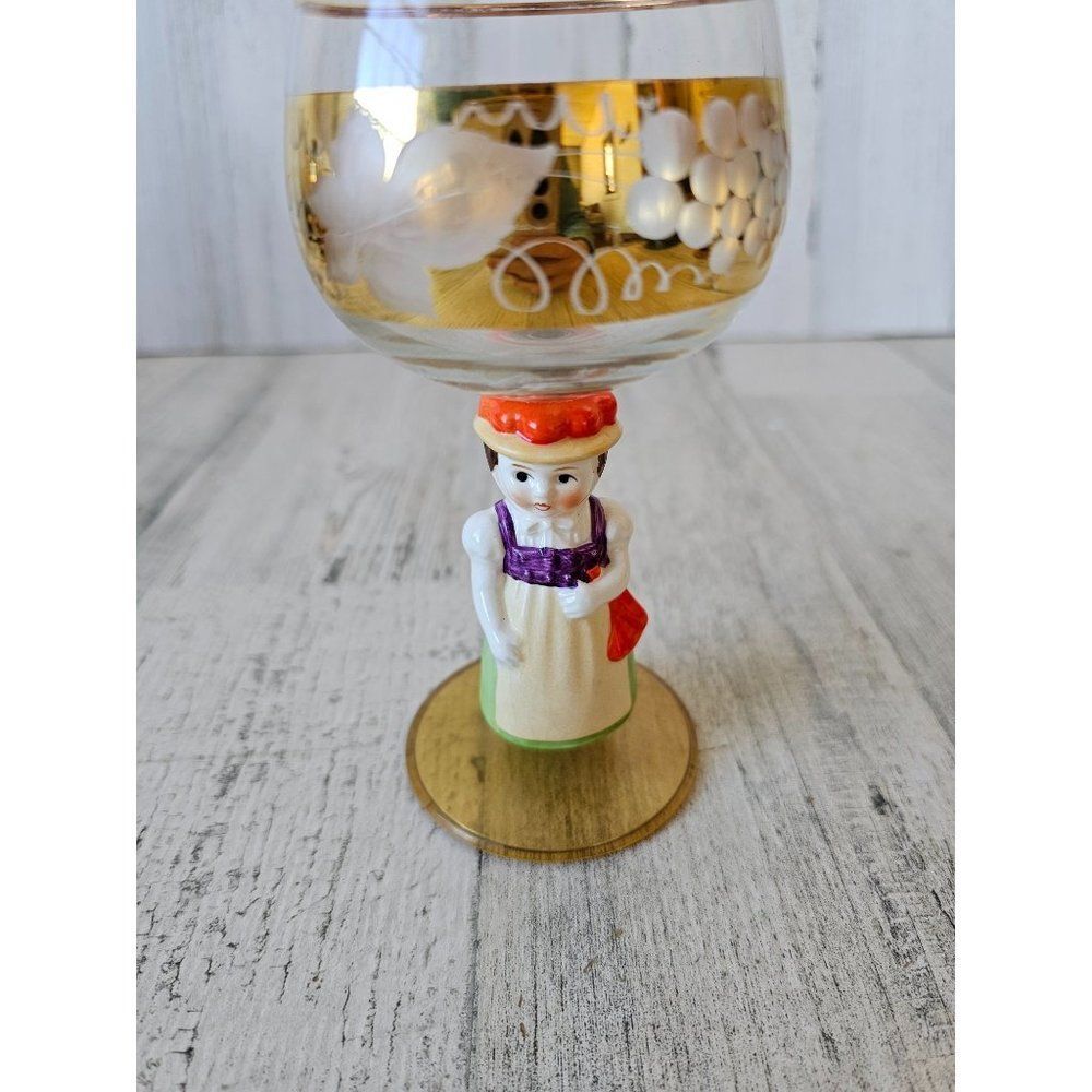Goebel Victorian lady goblet glass vintage‎